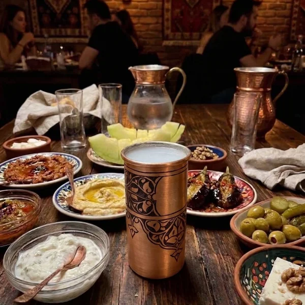 Bakır Rakı Bardağı Kırmızı Model 1