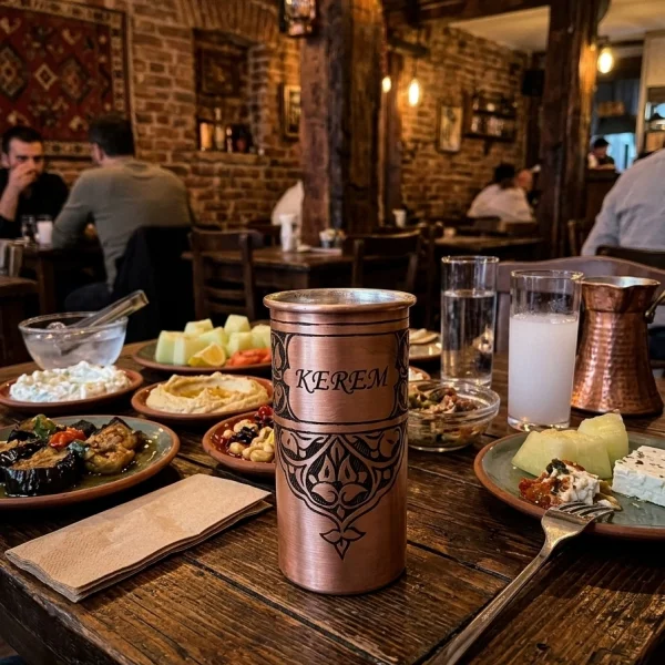 Bakır Rakı Bardağı Kırmızı Model 1