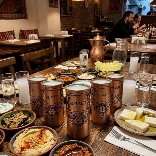 Bakır Rakı Bardağı Kırmızı Model 1