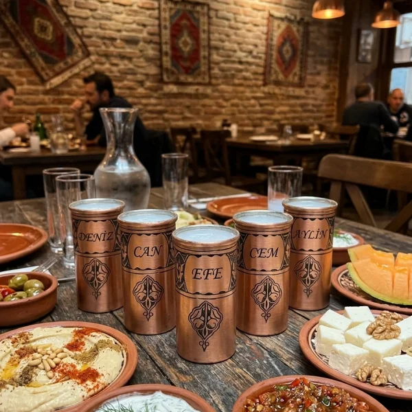 Bakır Rakı Bardağı Kırmızı Model 2