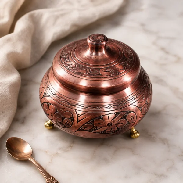 Bronz Bakır Şekerlik İşlemeli