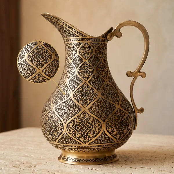 Sarı Bakır Sürahi Model 8