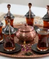 Bakır Çay Bardak Sunum Seti 6lı