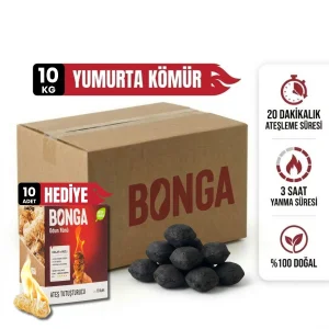 Briket Yumurta Kömür - 10 kg + Hediye 10 Adet Kömür Tutuşturucu