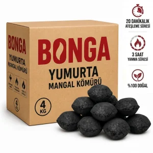 Briket Yumurta Kömür - 4 kg Sıkıştırılmış %100 Doğal Barbekü Mangal Kömürü