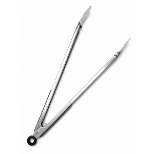 Barbekü Mangal Maşası 40 cm - Paslanmaz Çelik Kaymaz Saplı Kilit Mekanizmalı Izgara Et Maşası