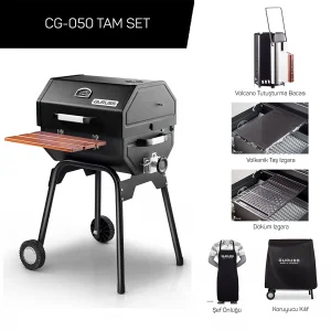 Guruss CG-050 Kömürlü Barbekü Siyah Mangal - Tam Set
