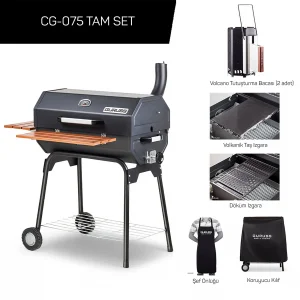 Guruss CG-075 Kömürlü Barbekü Mangal Siyah - Tam Set