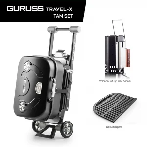 Guruss Travel-X Taşınabilir Siyah Mangal - Tam Set
