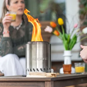 RedFire Volcano Dumansız Masaüstü Ateş Çukuru Silver - Medium | Portatif Şömine Balkon & Teras Sobası