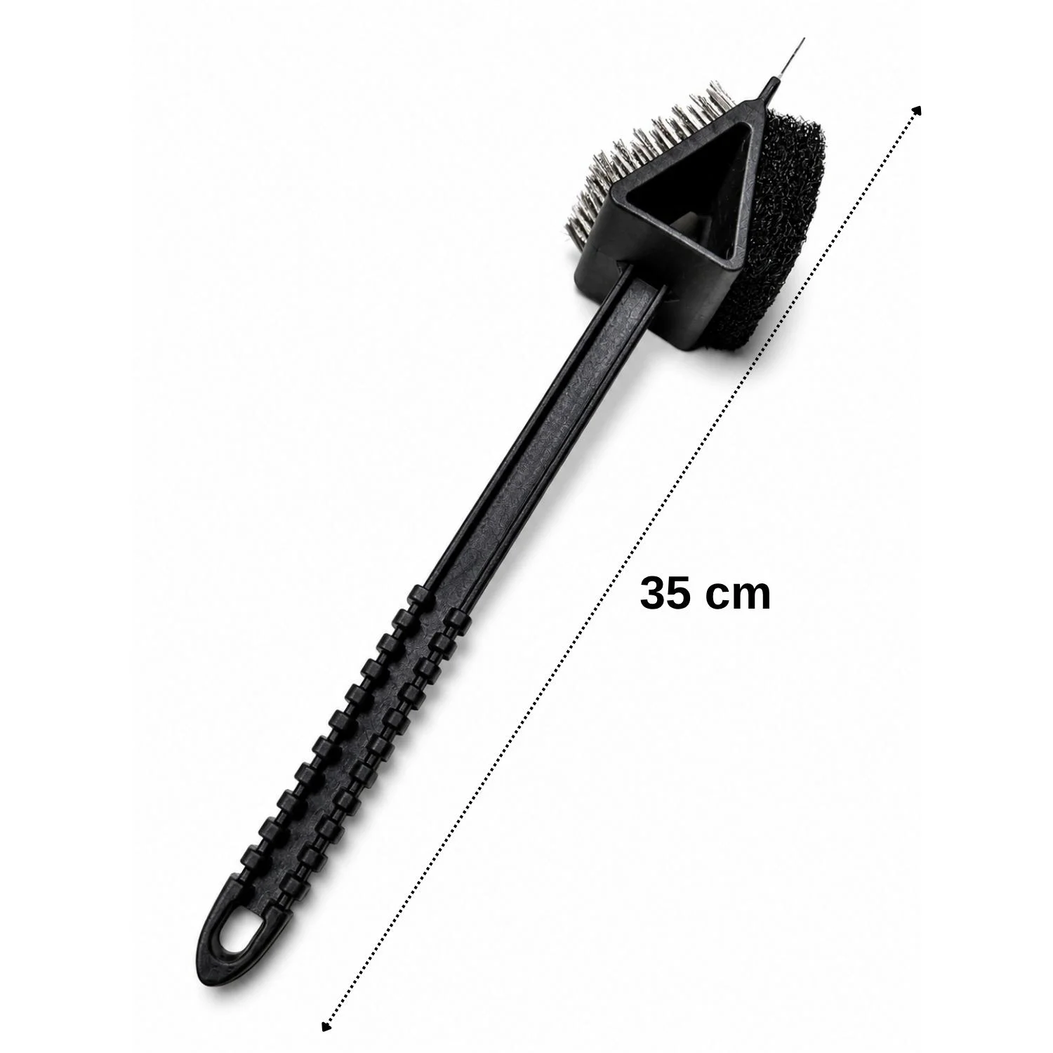 Uzun Saplı Barbekü Mangal 3lü Izgara Temizleme Fırçası 35 cm - Tel Fırça, Kazıyıcılı ve Süngerli