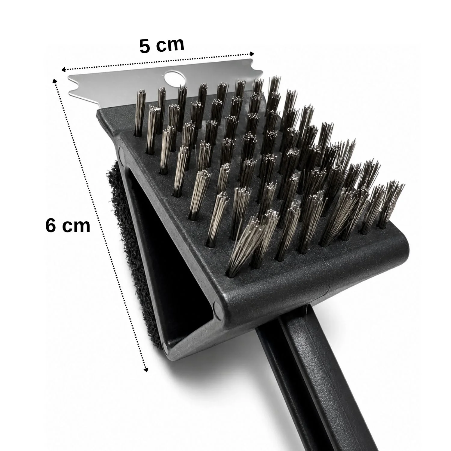 Uzun Saplı Barbekü Mangal 3lü Izgara Temizleme Fırçası 35 cm - Tel Fırça, Kazıyıcılı ve Süngerli