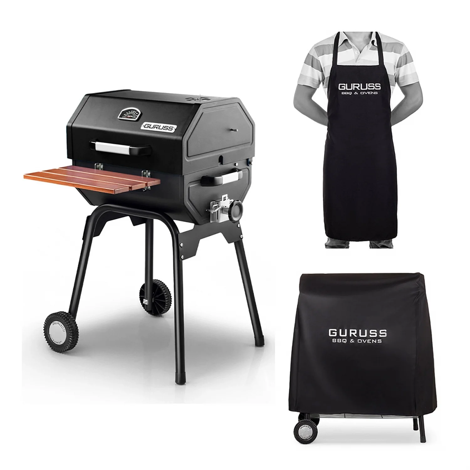 Guruss CG-050 Kömürlü Barbekü Siyah Mangal - Önlük + Kılıf Hediyeli