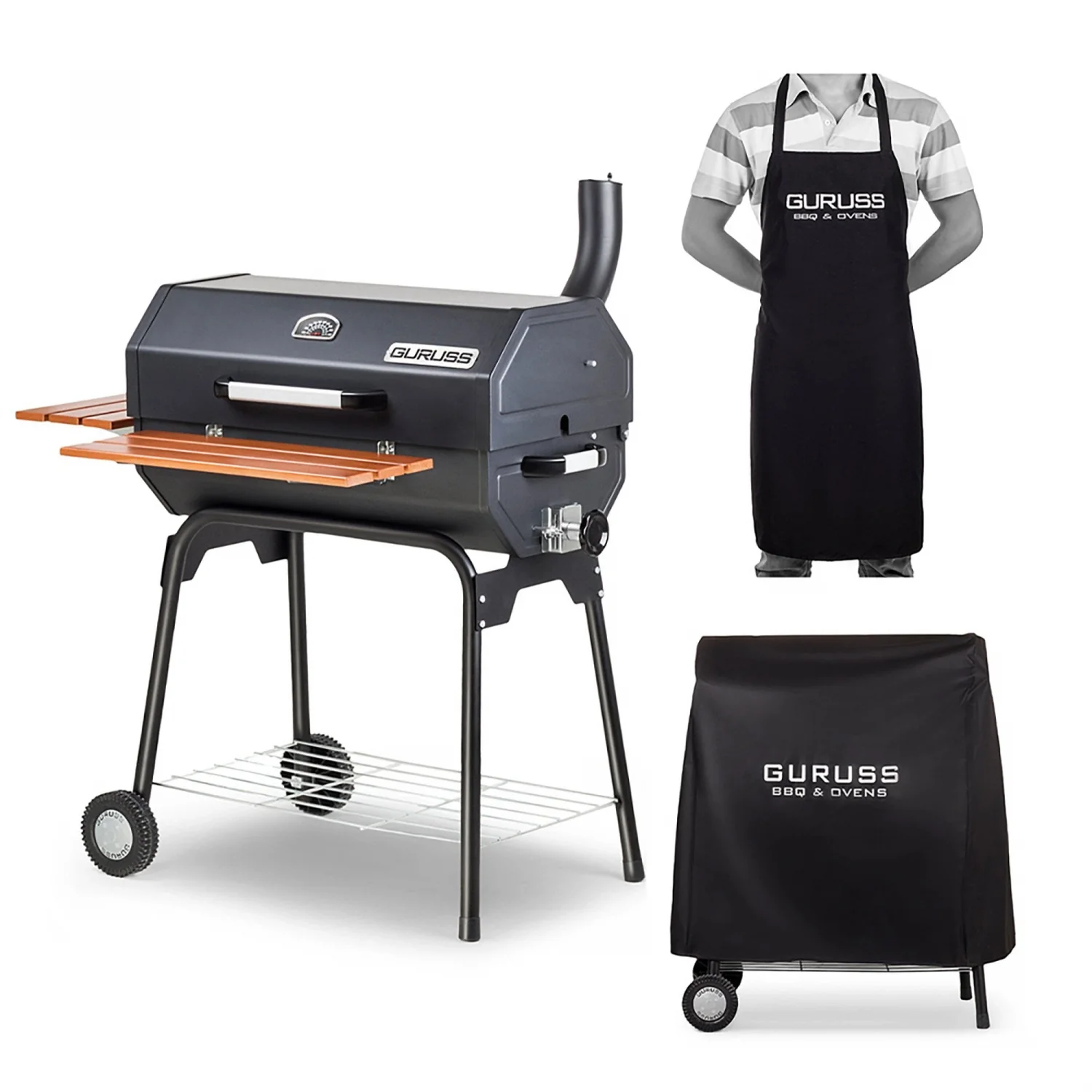 Guruss CG-075 Kömürlü Barbekü Siyah Mangal - Önlük + Kılıf Hediyeli