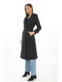 Astarlı Balık Sırtı Kaşmir Kaşe Kaban - Siyah