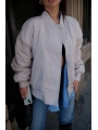 Cepli Bomber Ceket Mont - Beyaz
