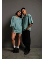 Erkek 24/1 Düz A Kalite Oversize T-shirt - Mint Yeşili