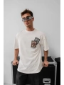 Erkek Baskılı Oversize T-shirt - Beyaz