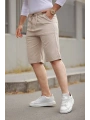 Erkek Beli Bağcıklı Ve Düğmeli Bezayağı Kumaş şort