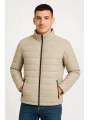Erkek Bomber Mont Ceket – Su İtici Kumaş, Kapitone Astarlı, Fermuarlı, Kışlık - Bej
