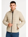 Erkek Bomber Mont Ceket – Su İtici Kumaş, Kapitone Astarlı, Fermuarlı, Kışlık - Bej