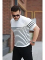 Erkek çizgi Desenli Bisiklet Yaka Kısa Kollu T-sihrt