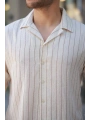 Erkek çizgili Keten Gömlek