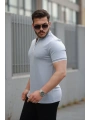 Erkek Fermuar Yakalı çizgi Detaylı Kısa Kollu Tişört