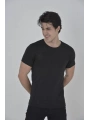 Erkek Gögüs Fileli Slim Fit T-shirt - Siyah