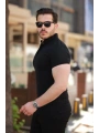 Erkek Hakim Yaka Dokuma Pamuklu Kumaş Kısa Kollu T-shirt