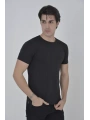 Erkek Yandan Fermuarli Slim Fit T-shirt - Siyah