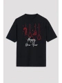 Happy New Year Baskılı T-shirt - Siyah