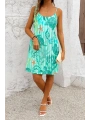 Kadın Askılı Yuvarlak Yaka Kaplumbağa Desenli Süprem Elbise