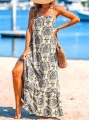 Kadın Ip Askılı Desenli Fırfırlı Süprem Elbise
