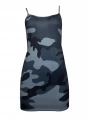 Kadın Ip Askılı Kamuflaj Baskılı Viskon Elbise