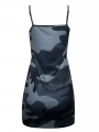 Kadın Ip Askılı Kamuflaj Baskılı Viskon Elbise