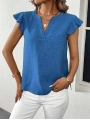 Kadın Kısa Kelebek Kollu V Yakalı Bluz