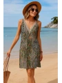 Kadın Kısa Kollu Dantel V Yakalı Desenli Süprem Elbise