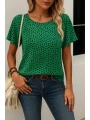 Kadın Kısa Kollu Kolları Volanlı Baskılı Süprem Bluz