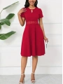 Kadın Kısa Kollu Yuvarlak Yaka Damla Detaylı Janjan Elbise