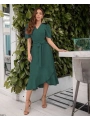 Kadın Kruvaze Yaka Midi Boy Kuşaklı Krep Elbise 120 Cm