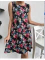 Kadın Renkli çiçek Baskılı Süprem Elbise