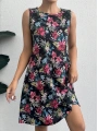 Kadın Renkli çiçek Baskılı Süprem Elbise