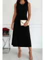 Kadın Sıfır Kollu Bisiklet Yaka Midi Viskon Iki Iplik Elbise