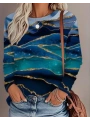 Kadın Uzun Kollu Bisiklet Yaka Desenli Modal Bluz