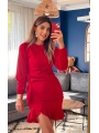 Kadın Uzun Kollu Bisiklet Yaka önden Volanlı Ithal Krep Elbise