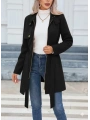 Kadın Uzun Kollu Boyundan Düğmeli Fermuarlı Beli Kuşaklı Süet Ceket