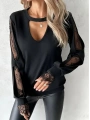 Kadın Uzun Kollu Damla Detaylı Viskon Iki Iplik Bluz