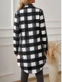 Kadın Uzun Kollu Ekoseli önden Düğmeli Dokuma Uzun Gömlek