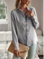 Kadın Uzun Kollu Fırfır Yakalı önden Düğmeli çizgili Burgu Gömlek
